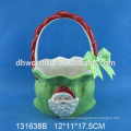 Excellent quality wholesale ceramic christmas basket gift with smiling santa painting